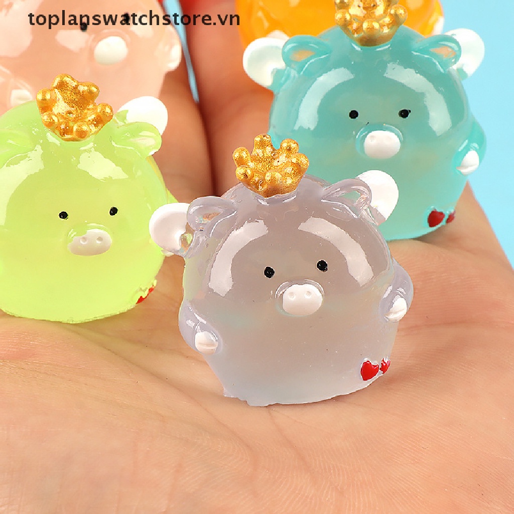 1 Mô Hình Chú Heo Đội Vương Miện Mini Bằng Nhựa Resin Dạ Quang Trang Trí Bảng Điều Khiển Xe Hơi
