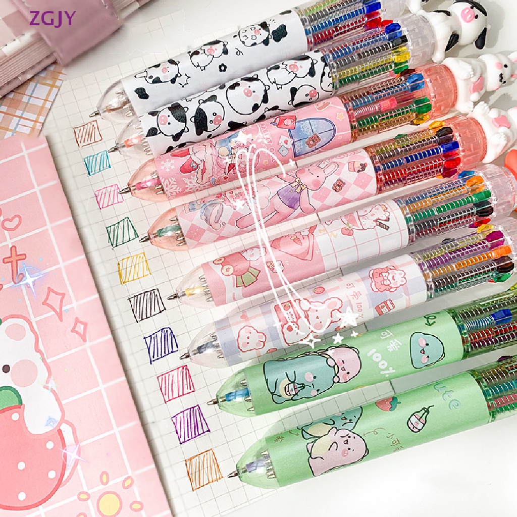 Set 10 Bút Bi Nhiều Màu Hình Động Vật Dễ Thương Mới