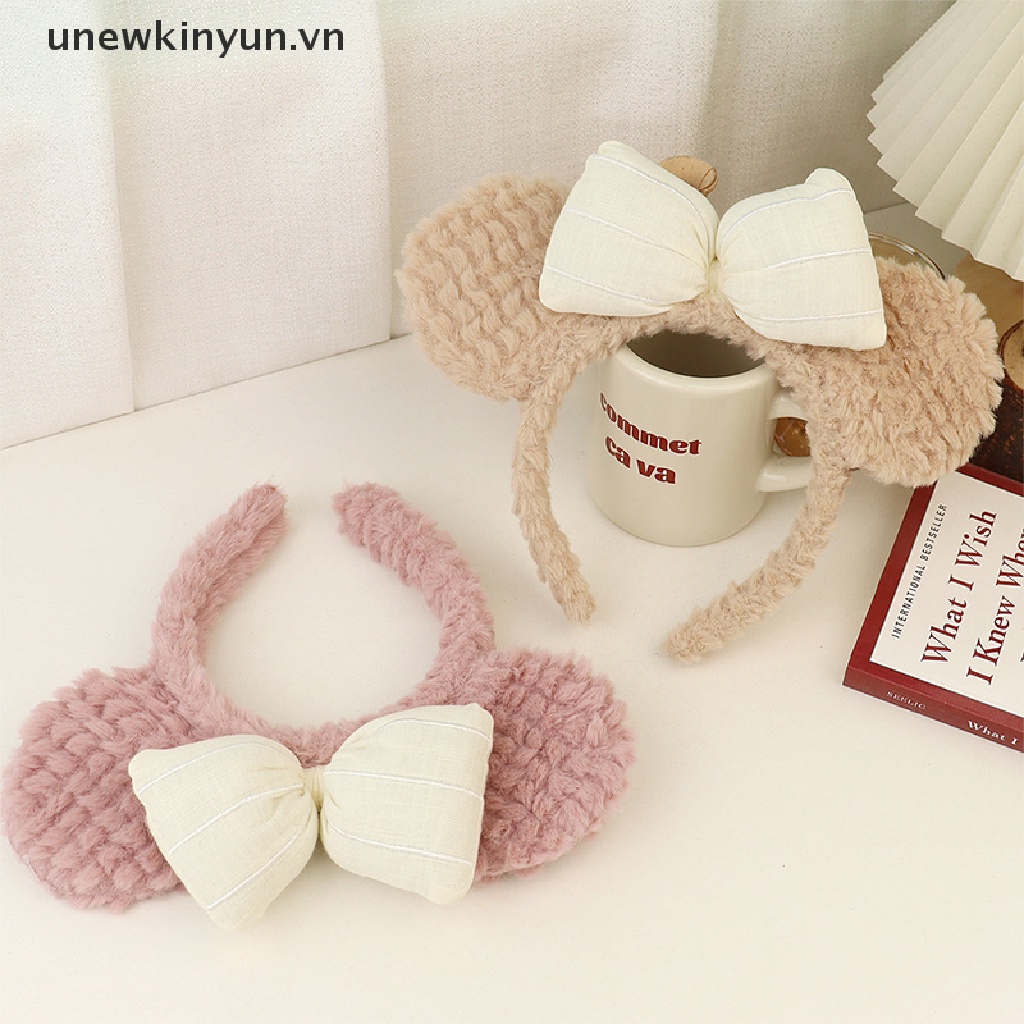 Băng Đô Cài Tóc Hình Tai Gấu Bằng Vải Bông Không Trượt Thời Trang Dành Cho Nữ