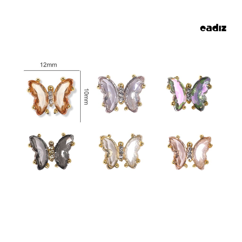 Set 10 Móng Tay Giả Mini Lấp Lánh Hình Bướm DIY