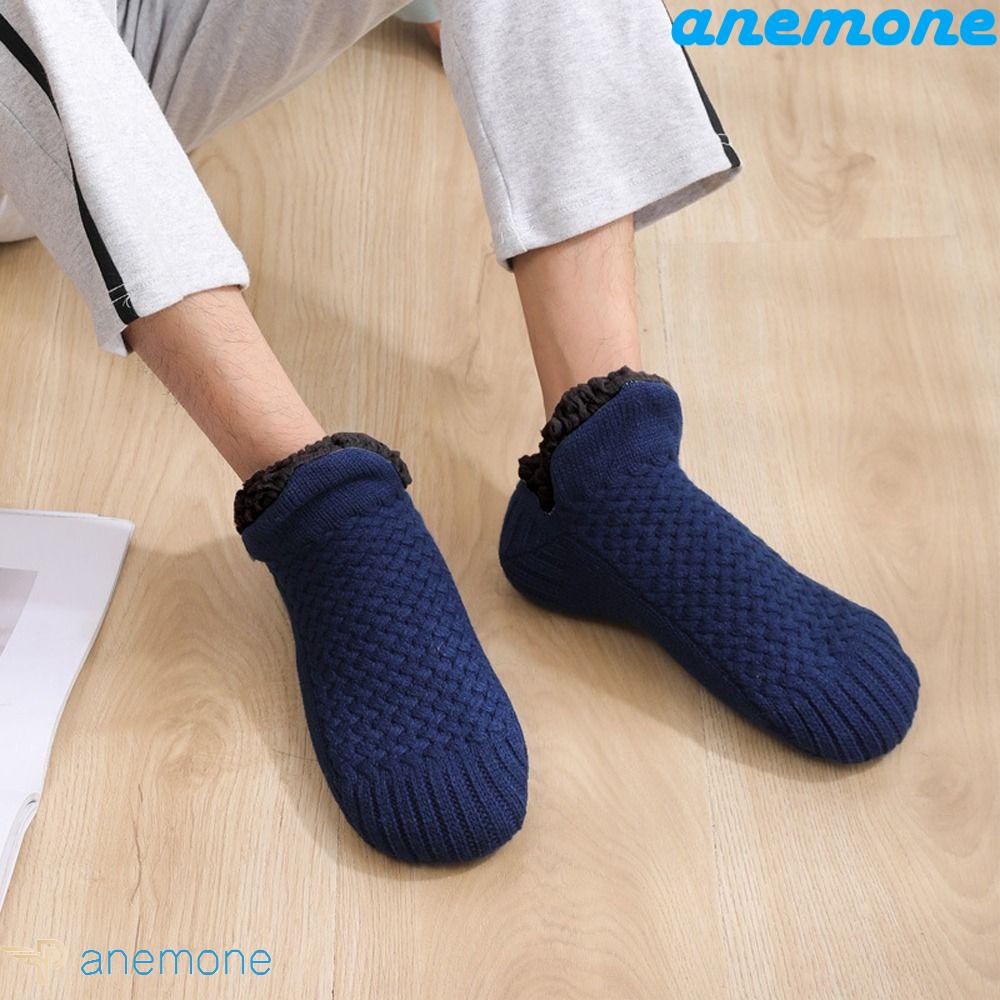 Đôi Vớ Cotton Cổ Thấp Chống Trượt Giữ Ấm Thoải Mái Màu Sắc Trơn Dành Cho Nam Nữ
