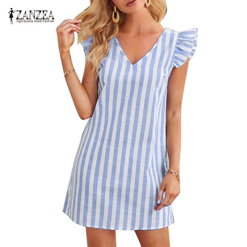 Đầm nữ ZANZEA dáng dài họa tiết sọc thời trang phong cách