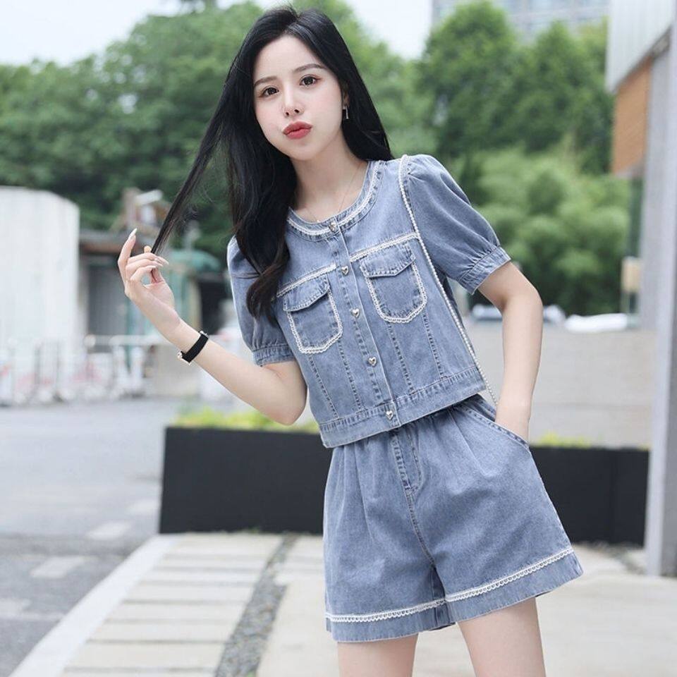 Set Đồ Thời Trang Mùa Hè Hai Món Tay Cộc Kích Thước Lớn Phong Cách Phương Tây Dễ Thương Cho Nữ