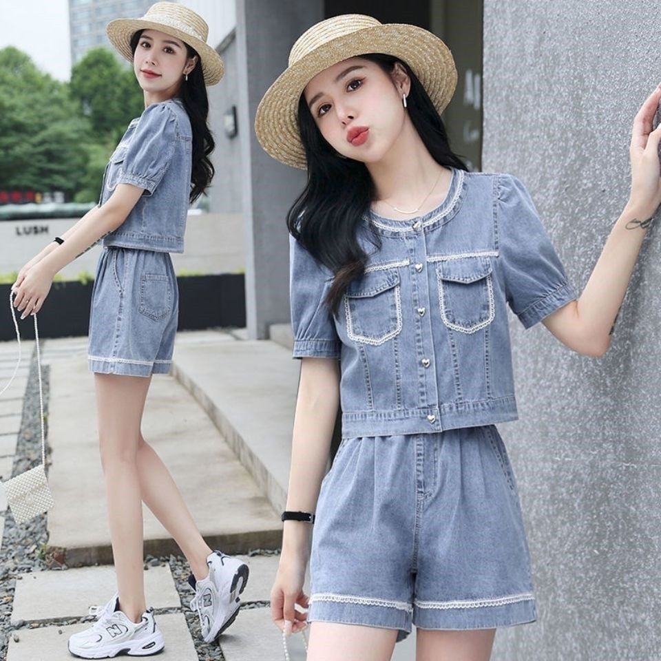 Set Đồ Thời Trang Mùa Hè Hai Món Tay Cộc Kích Thước Lớn Phong Cách Phương Tây Dễ Thương Cho Nữ