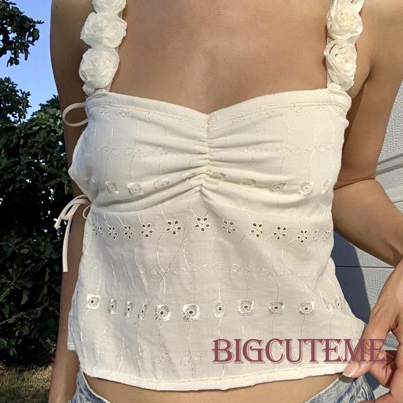 Áo Croptop Sát Nách Họa Tiết Hoa Thời Trang Xuân Hè Cho Nữ