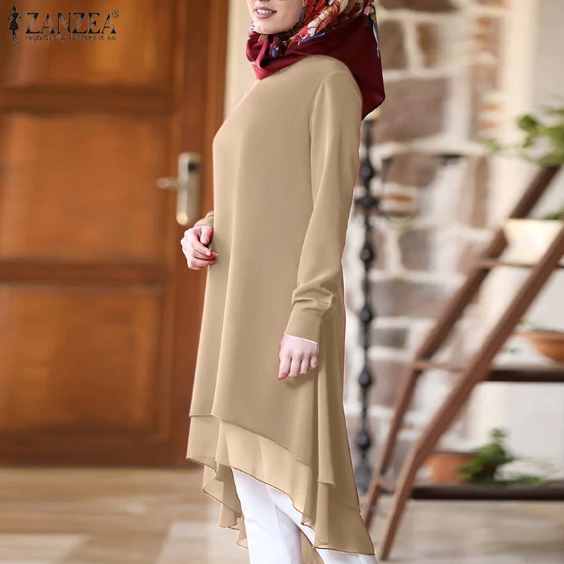 Zanzea Áo Thun Dài Tay Phong Cách Đường Phố Hồi Giáo Cho Nữ