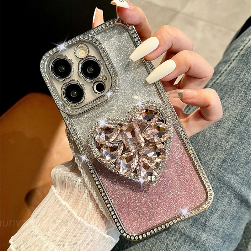 Ốp Điện Thoại TPU Có Túi Khí Chống Rơi Phối Giá Đỡ Hình Trái Tim Cho iPhone11 13 pro max 14 pro max 12 pro max 11promax