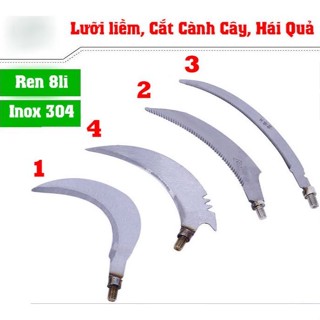 Lưỡi liềm, móc cỏ dọn lục bình, móc lỗ câu cá có chân xoáy vào cán inox