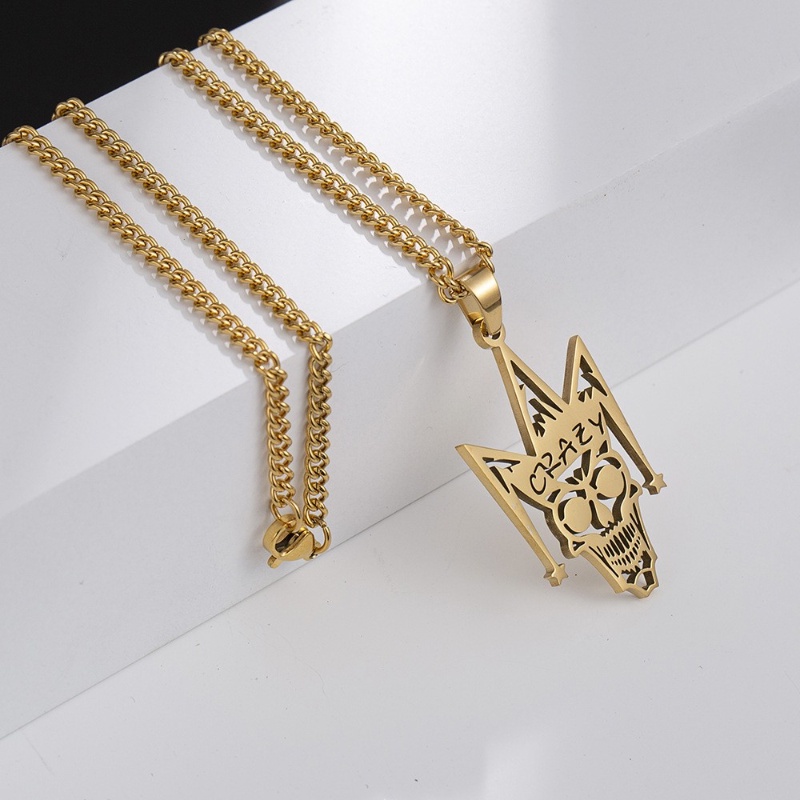 Z Vòng cổ Thép Titan Không Gỉ Mặt Hình Đầu Lâu Phong Cách Punk Hip Hop Thời Trang Cho Nam Và Nữ