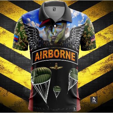 Para AIRBORNE - Áo Thun In Hình Đôi Cánh Máu Sợi Nhỏ Baju Microfiber Jersi / Jersey Thăng Hoa