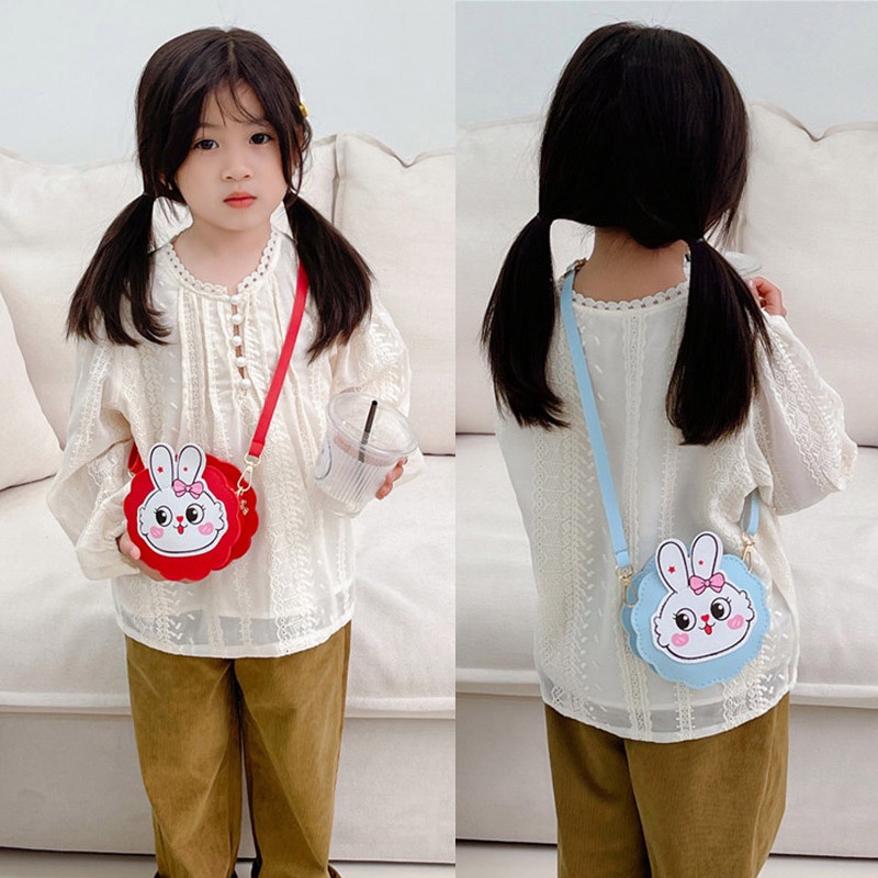 Khung Thành Cho Bé Chất Lượng Cao❤Túi Xách Đeo Vai Họa Tiết Thỏ Dễ Thương Thời Trang Mùa Hè Cho Bé Gái
