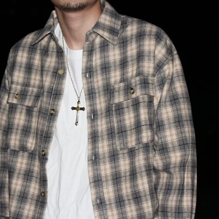 Áo Khoác Sơ Mi Len Kẻ Sọc Ca Rô Dày Dặn Tay Dài Thời Trang Thu Đông Cho Nam Và Nữ