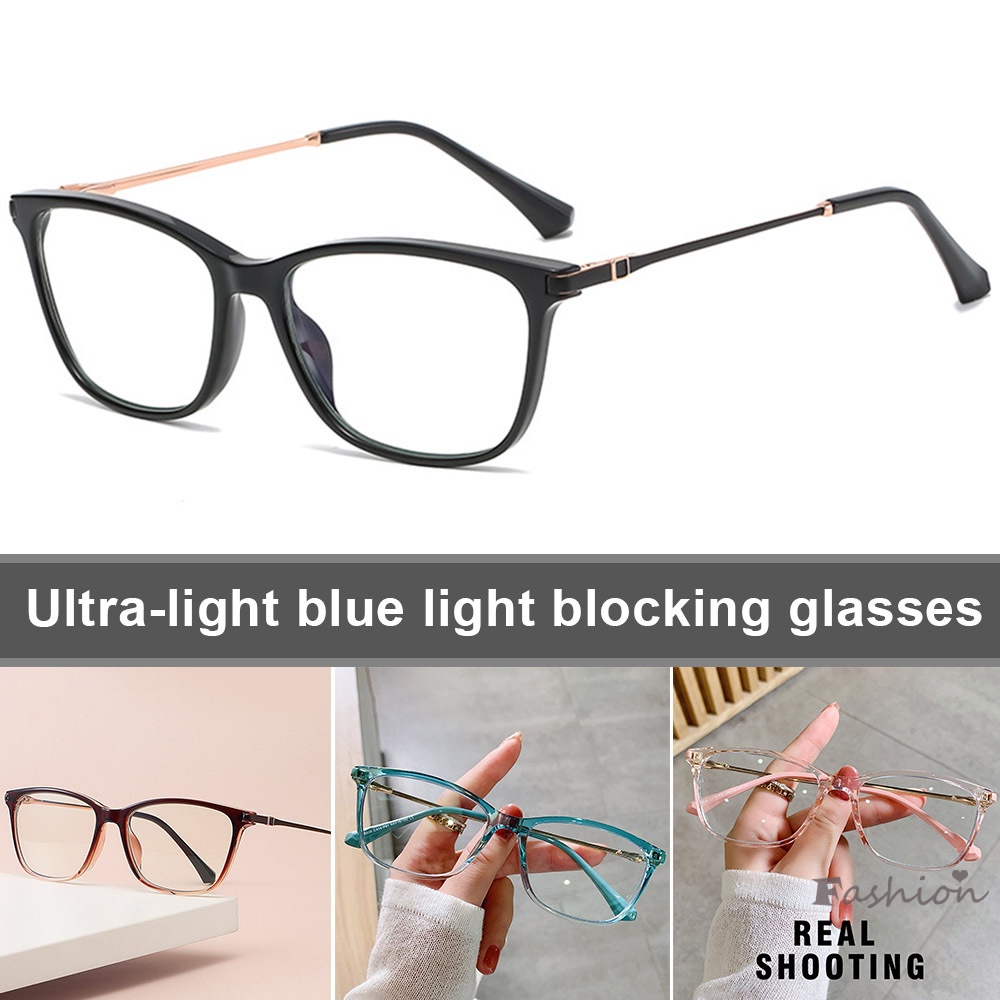 Mắt Kính Chống Ánh Sáng Xanh Mỏng Nhẹ Che Phủ Toàn Diện Gọng Kim Loại Đa Năng Cho Nữ