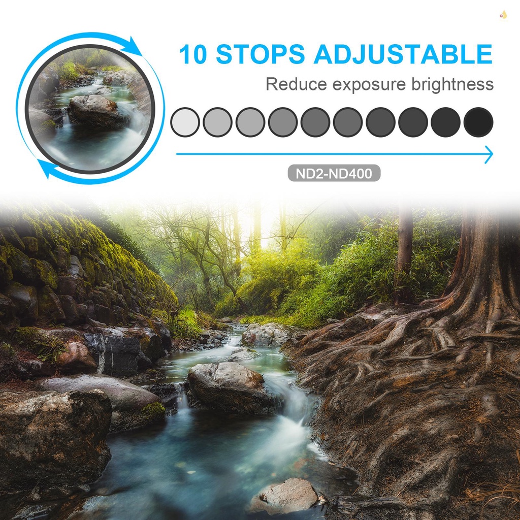 Bộ Lọc ND2-ND400 Trung Tính Tùy Chỉnh + Khăn Lau Cho Máy Ảnh DSLR 67mm