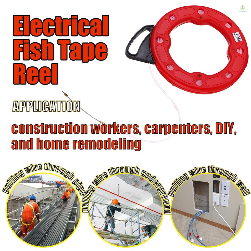 30m Dây Cáp Kéo Bằng Sợi Thủy Tinh Dẫn Điện Kéo Với Vỏ Va Chạm Hoặc Kéo Dây Kéo Cho Tường Khô Dưới Thảm