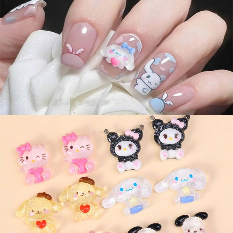 [Đặc trưng] SANRIO Set 1 / 6 / 10 Miếng Dán Móng Tay Hoạt Hình Dễ Thương DIY