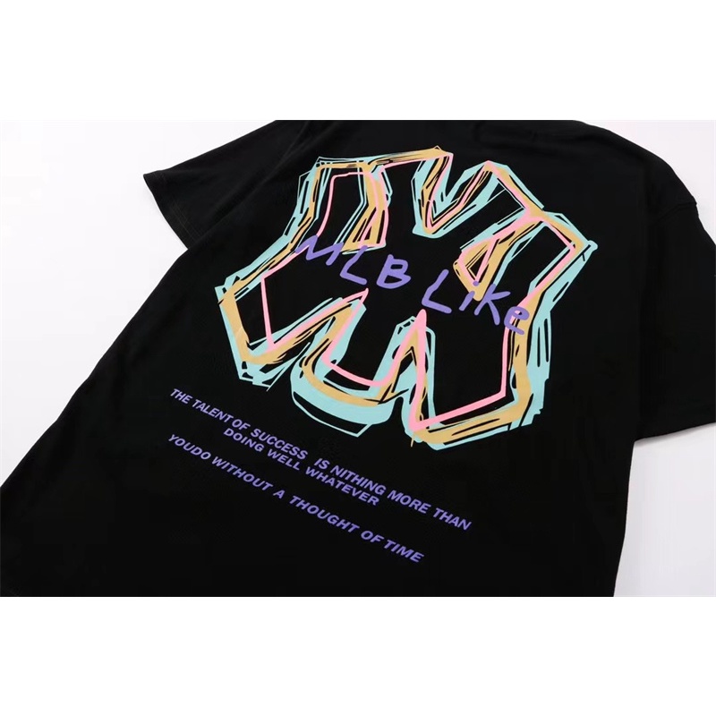 Áo Thun Cotton Tay Ngắn Dáng Rộng In Chữ Đục Lỗ Plus Size Unisex