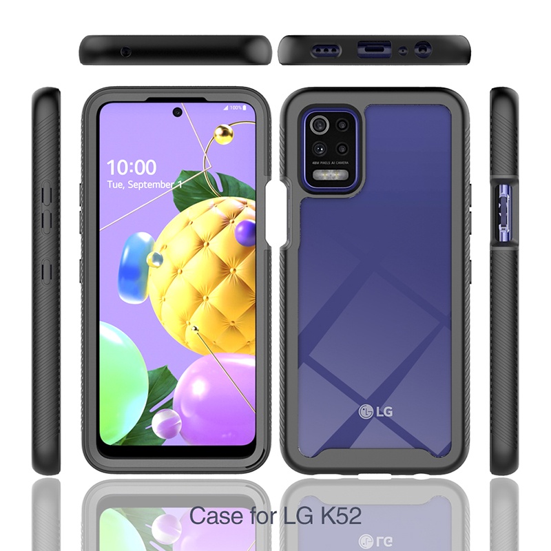 2 In 1 // Tow In One Transparent Clear Thickened Shockproof Case LG Velvet G8X V50s ThinQ K52 K51 Q51 V60 G8 ThinQ Stylo6 K71 Fall Prevention Case Back Cover