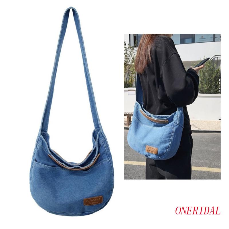 Túi Xách Denim Đeo Chéo Sức Chứa Lớn Thời Trang Dành Cho Nữ
