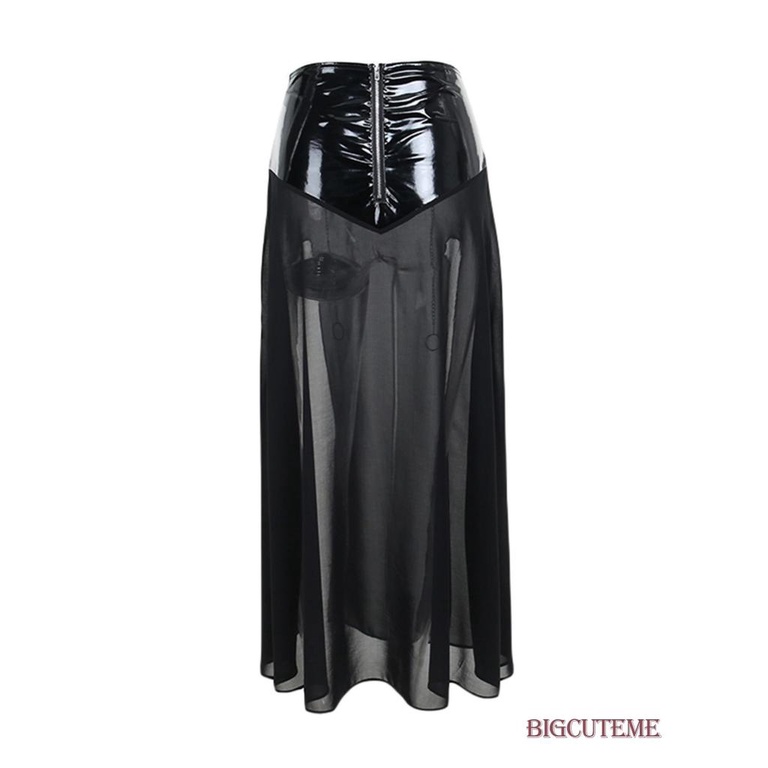 [] - Chân Váy Lưới Dáng Dài Phối Dây Xích Đan Chéo Màu Đen Phong Cách Gothic Thời Trang Mùa Hè Dành Cho Bạn Nữ Mặc Khi Nhảy Múa Sân Khấu