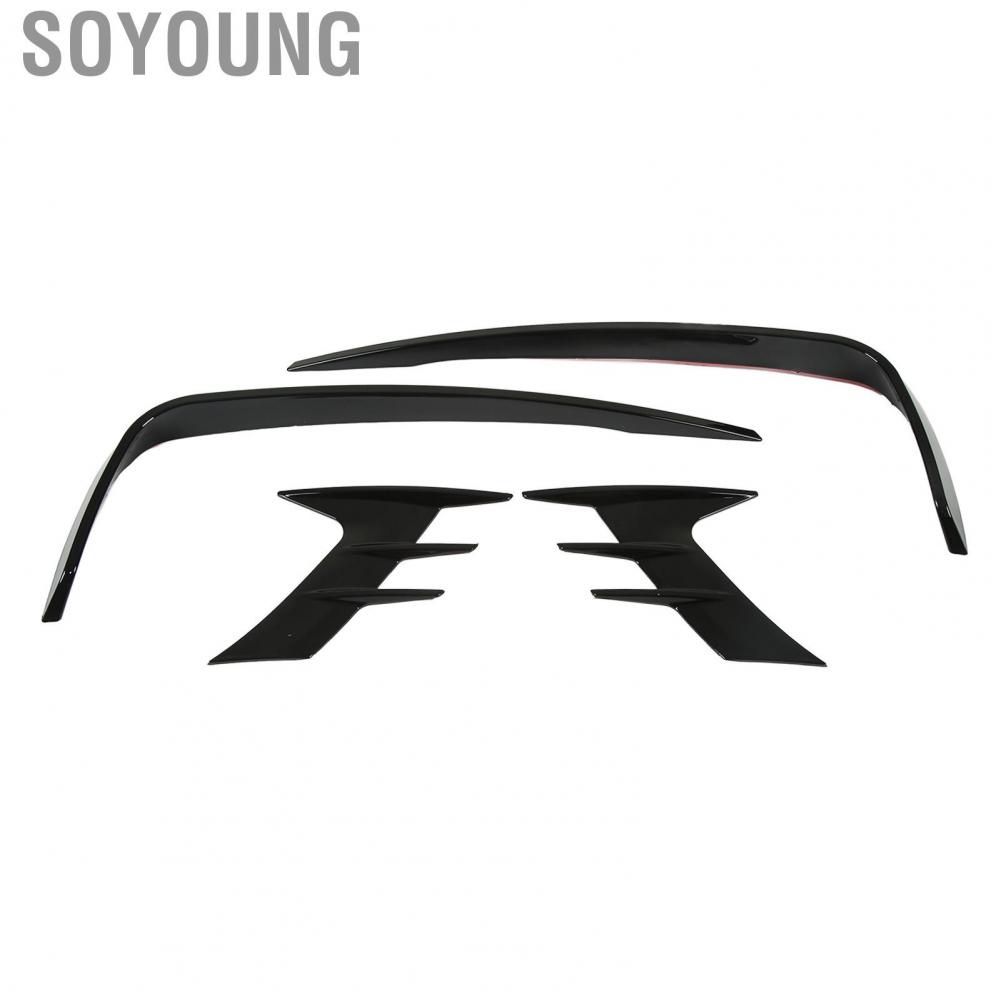 Soyoung Fog Lamp Eyebrow Frame Scratch Resistant Racing Style Glossy Black Aerodynamic Protective Wearproof Front Light Trim for