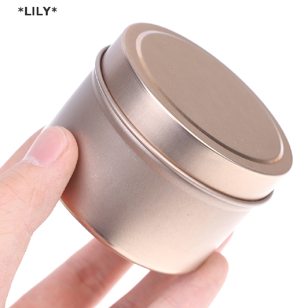 LILY Tự làm nến tròn lọ 4oz nhôm tins với nắp đậy Mẫu mỹ phẩm container lưu trữ tổ chức uuu