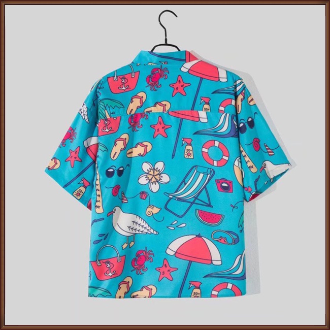 Áo Sơ Mi Tay Ngắn In Họa Tiết Hoạt Hình Phong Cách Hawaii Cho Nam
