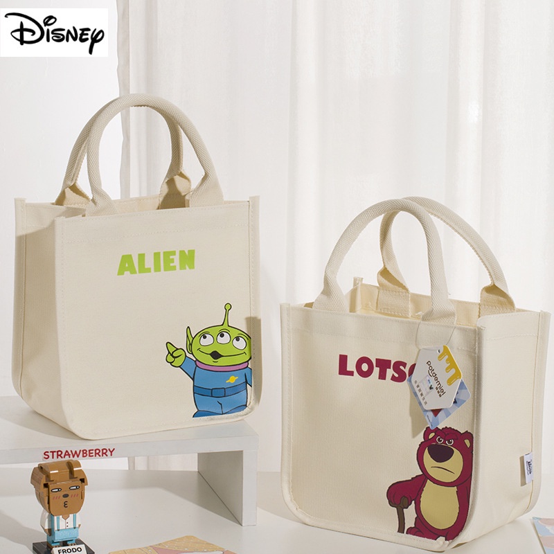 Túi tote vải hình vuông đa năng Disney Strawberry/Winnie the Pooh - Disney Authentic