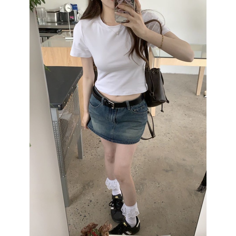 Áo Thun Mỏng Màu Trơn Hở Rốn Thời Trang Mùa Hè