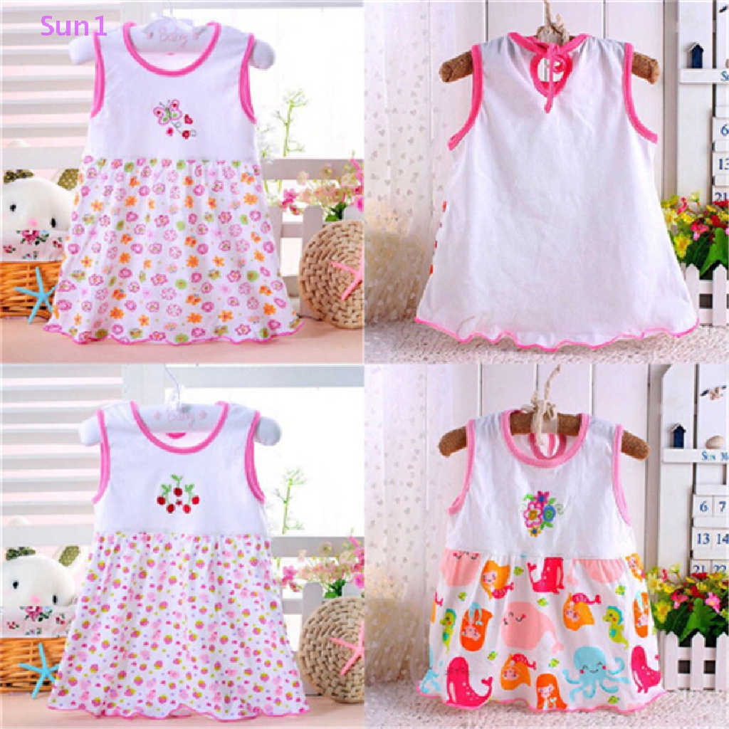 Đầm Cotton Không Tay Dành Cho Bé Gái Sơ Sinh 0-24 Tháng Tuổi Sun1 &gt;