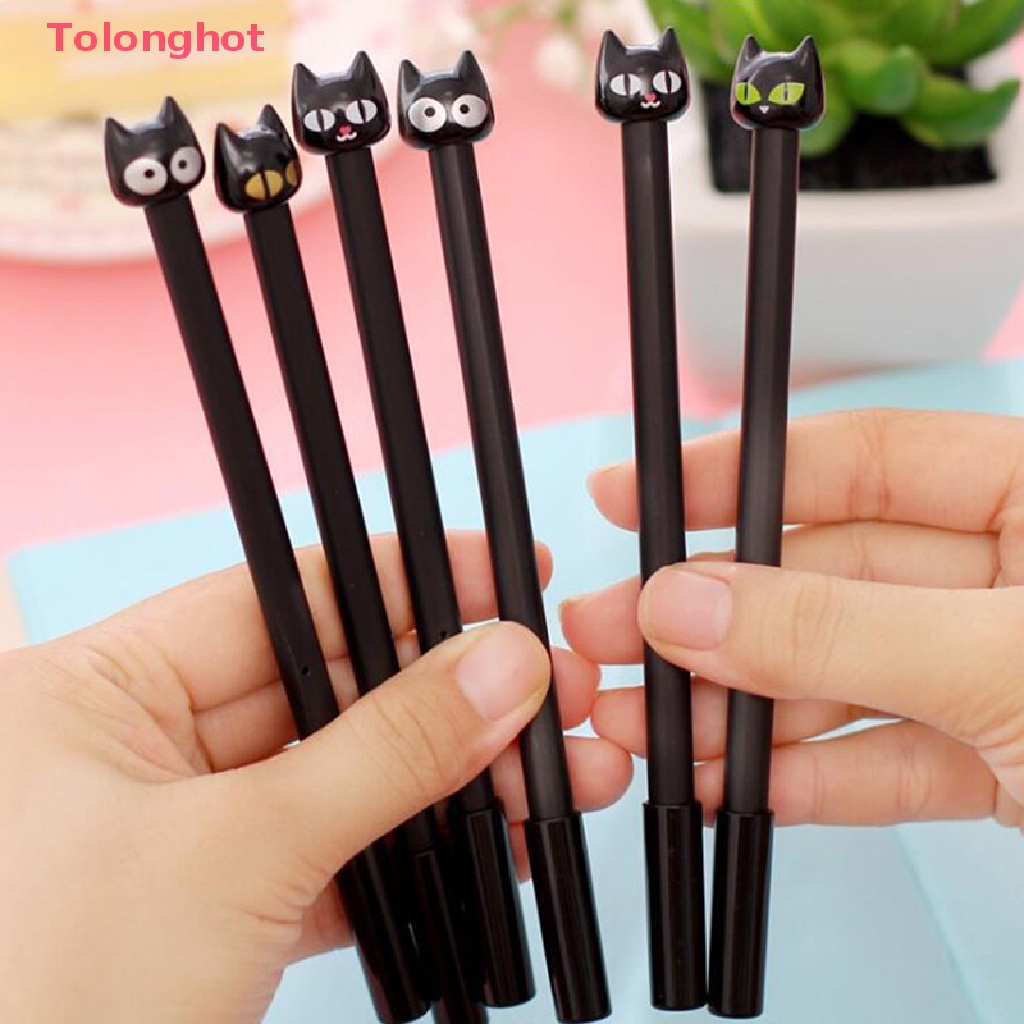 Set 4 Bút Mực Gel Ngòi 0.5mm Hình Mèo Đen Đáng Yêu