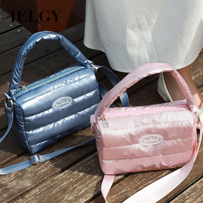 IELGY Túi Đeo Chéo Vai Bằng Da Cotton Màu Trơn Mềm Mại Đa Năng Thời Trang