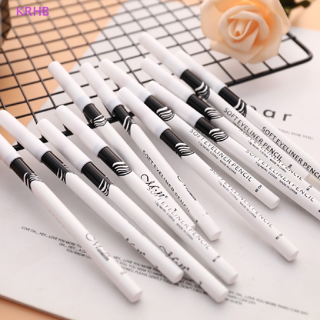 Set 12 Bút Kẻ Mắt Màu Trắng Mềm Mượt Chống Thấm Nước Độc Đáo