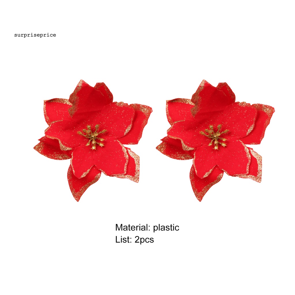 Bộ 2 Bông Hoa Nhựa Nhân Tạo Trang Trí Tiệc Cưới / Giáng Sinh