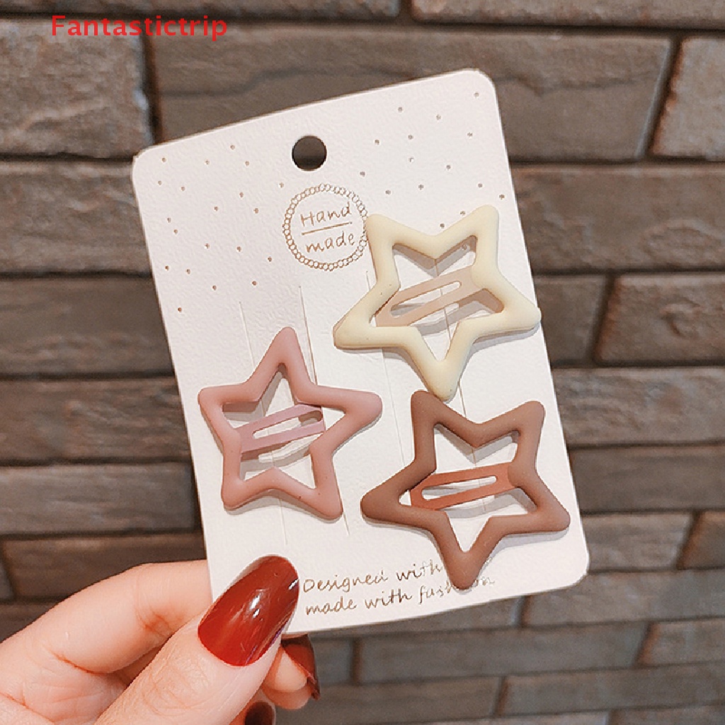 Set 3 Kẹp Tóc Hình Ngôi Sao Màu Cà Phê Thời Trang Cho Nữ