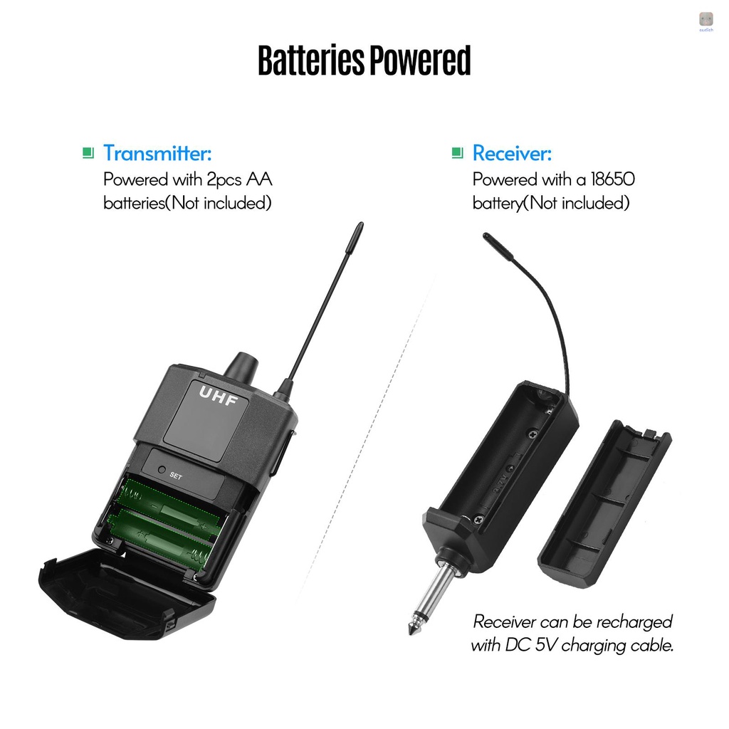 Hệ Thống Micro Không Dây UHF Với Bộ Truyền Và Nhận Tín Hiệu Cơ Thể 6.35mm Với Giắc Cắm 3.5mm Cho Loa DVD