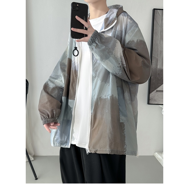 Áo Khoác Chống Nắng Tia Cực Tím Có Mũ Trùm Vải Lụa Lạnh Mỏng Thoáng Khí Phong Cách Đường Phố Mới Thời Trang Mù