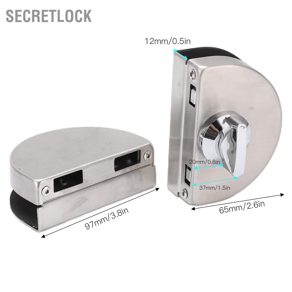 Khóa Cửa Kính 97x65mm Thay Thế Cho Bề Mặt Đánh Bóng Dày 10 12mm