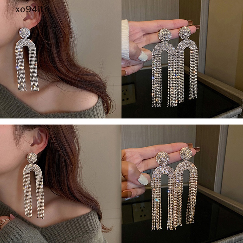 Bông Tai Bạc Dáng Dài Đính Đá Thời Trang Dành Cho Nữ