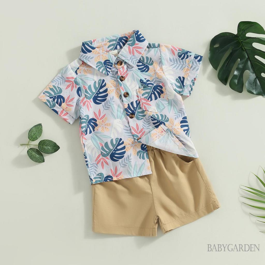 Set Áo Sơ Mi Ngắn Tay + Quần Short Thời Trang Cho Bé Trai 6 Tháng - 4 Tuổi