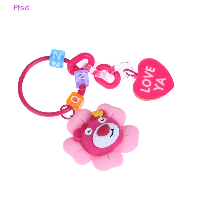 {Ffsd} Móc Khóa Resin Hình Gấu Dâu Hoạt Hình Dễ Thương DIY Trang Trí Xe Hơi * Bán Chạy