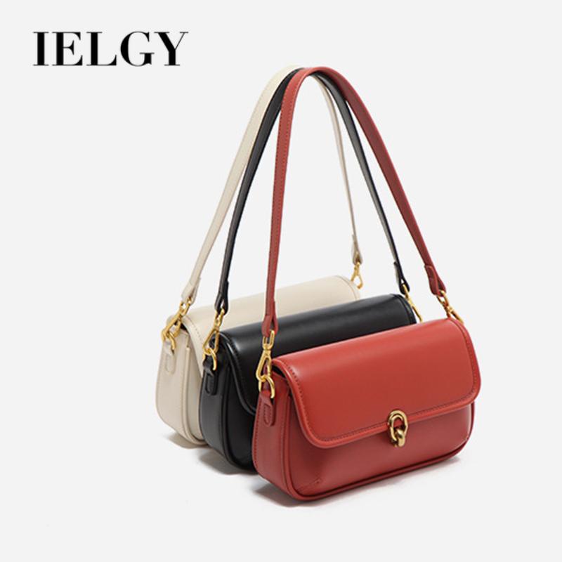 Ielgy Túi Xách baguette Thiết Kế Có Khóa Cài Phong Cách retro Cao Cấp Dành Cho Nữ