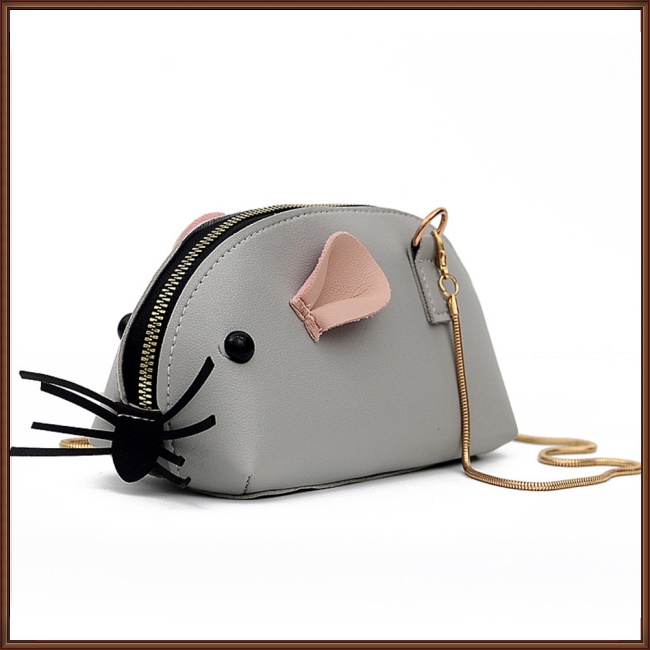 Túi Da PU Đeo Chéo Hình Động Vật Phối Dây Xích Thời Trang Cho Nữ