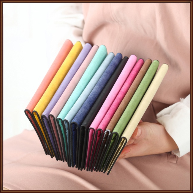 Ví Mỏng Bề Mặt Nhám Có Nhiều Ngăn Đựng Thẻ Dành Cho Nữ Sinh