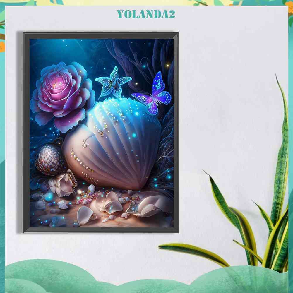 Bộ Tranh Đính Đá 5D Họa Tiết Vỏ Sò Độc Đáo DIY Dùng Trang Trí Nhà Cửa