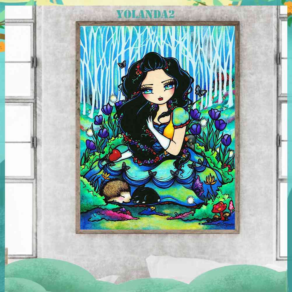 Tranh Đính Đá Kim Cương Toàn Bộ 5D DIY Hình Vẽ Cô Gái Và Hoa Trang Trí Nhà