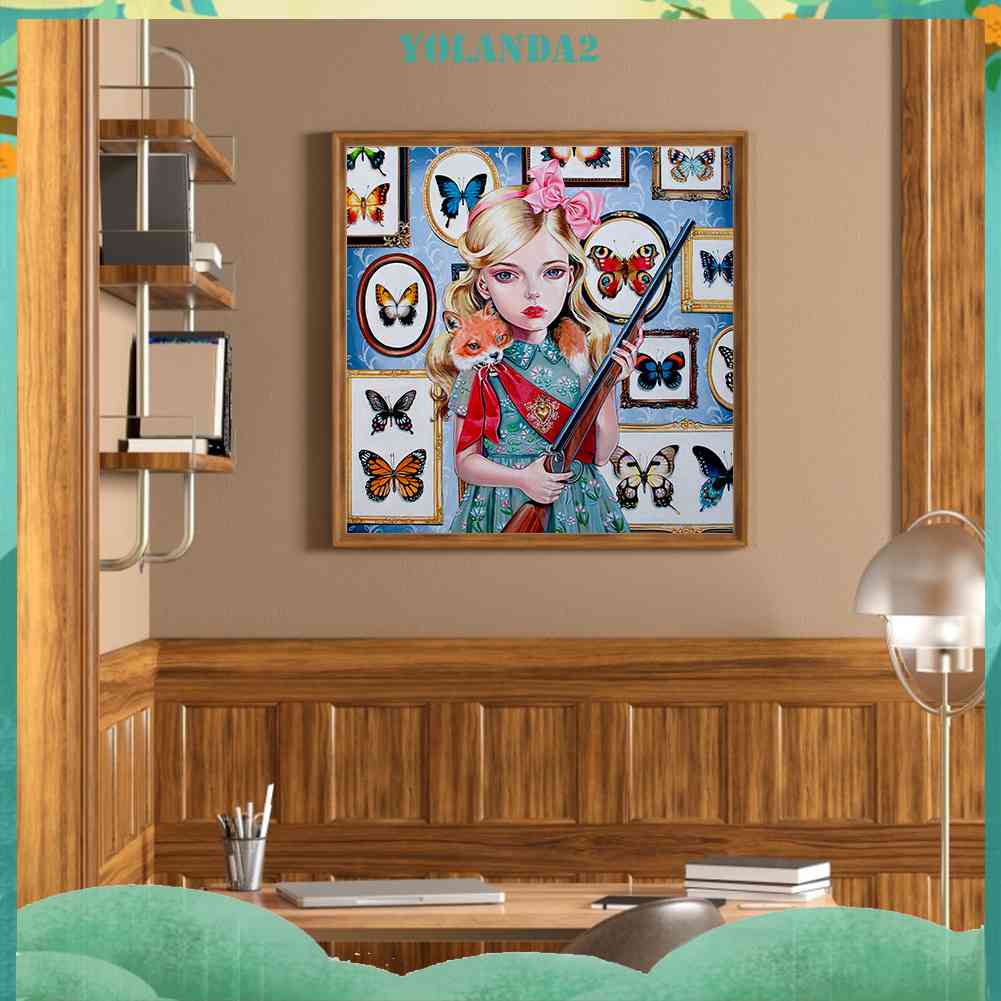 Tranh Đính Đá Kim Cương Toàn Bộ 5D DIY Hình Vẽ Cô Gái Trang Trí Nhà Cửa