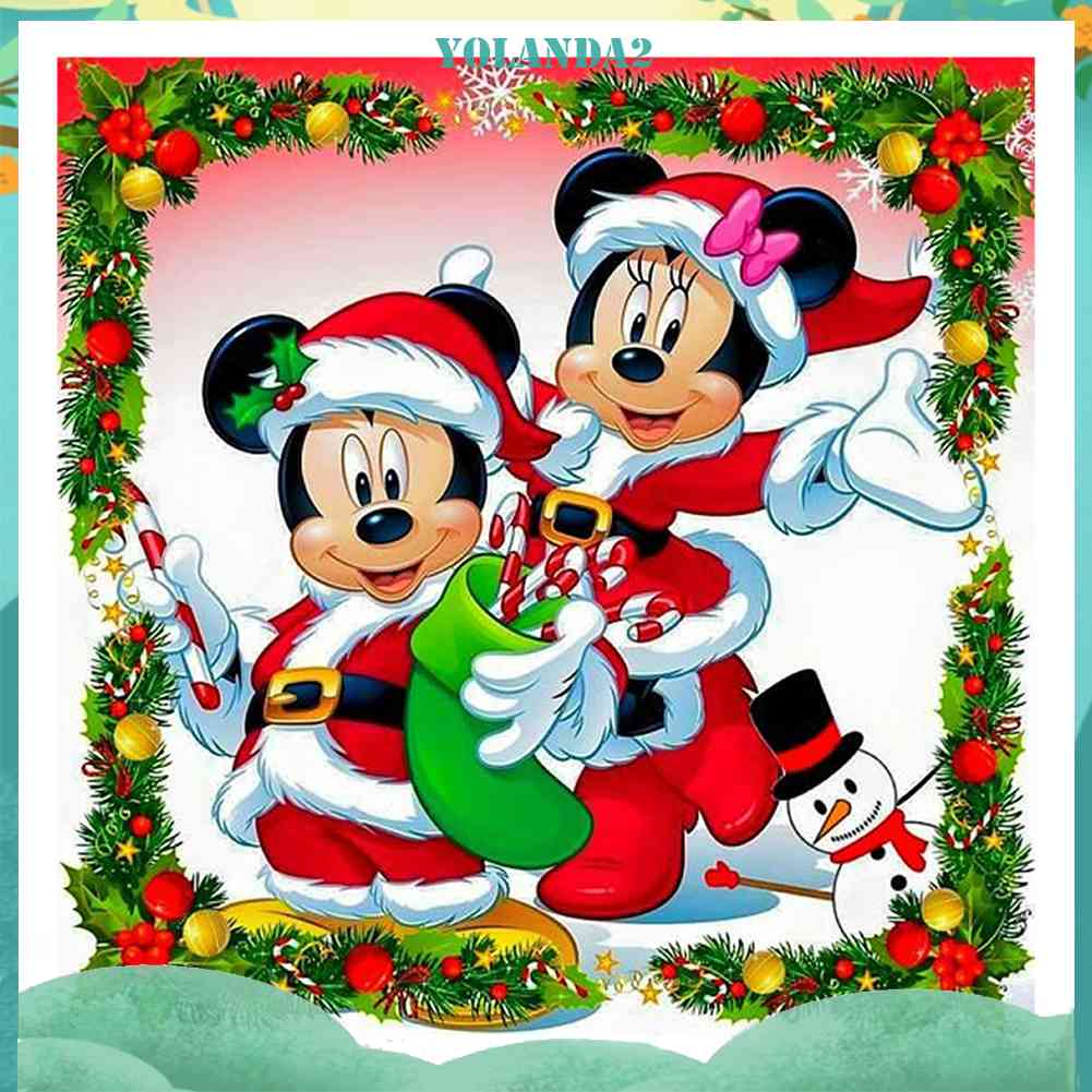 DISNEY Bộ Tranh Đính Đá 5D DIY Hình Mickey Minnie Phong Cách Giáng Sinh Dành Cho Trang Trí Nhà Cửa