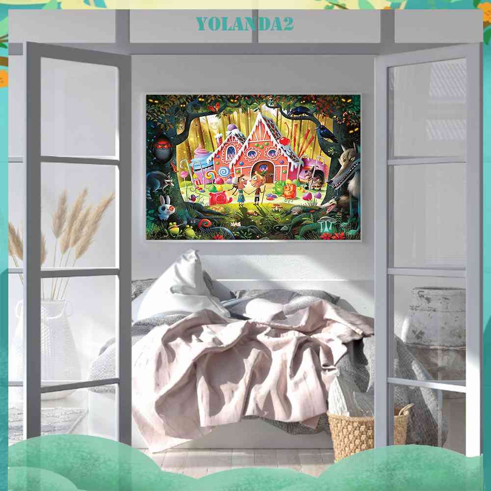 Bộ Tranh Đính Đá 5D Họa Tiết Ngôi Nhà Kẹo Alice Ở Xứ Sở Thần Tiên Độc Đáo