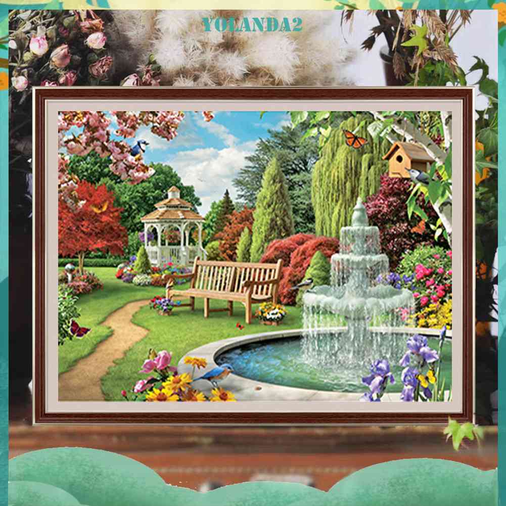Tranh Đính Đá Kim Cương Toàn Bộ 5D DIY Hình Khu Vườn